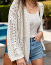 Openwork Open Front Dropped Shoulder Cardigan