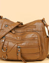 Multi-Pocket PU Leather Crossbody Bag