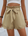 Tie Belt Paperbag Waist Shorts