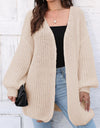 Open Front Dropped Shoulder Longline Cardigan