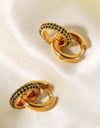 18K Gold-Plated Inlaid Zircon Double-Hoop Earrings