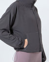 Drawstring Zip Up Dropped Shoulder Active Outerwear