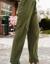 Drawstring Elastic Waist Pants with Pockets