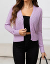 V-Neck Buttoned Long Sleeve Knit Top