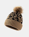 Leopard Pom-Pom Cuffed Beanie