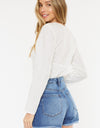 Kancan Distressed Button-Fly High Waist Denim Shorts