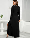 V-Neck Long Sleeve Split Dress