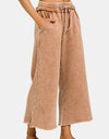 Zenana Acid Wash Fleece Wide Leg Pants