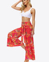 Floral Tie-Waist Tiered Culottes