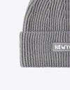 NEWYORK Patch Rib-Knit Cuffed Beanie