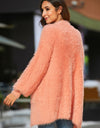 Open Front Fuzzy Cardigan with Pockets