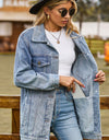 Buttoned Collared Neck Denim Jacket with Pockets