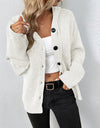 Drawstring Button Up Hooded Cardigan