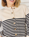 Striped Button Up Long Sleeve Cardigan