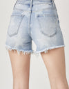 RISEN Star Print Frayed Denim Shorts