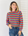 Striped Round Neck Long Sleeve Sweater