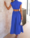 Cutout Mock Neck Sleeveless Ruched Dress