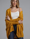 Dolman Sleeve Open Front Ribbed Trim Longline Cardigan