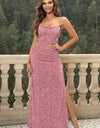 Sequin Backless Split Maxi Dress