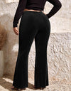 Plus Size Ribbed High Waist Flare Pants