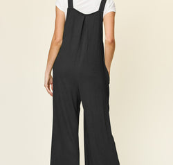 Double Take Full Size Texture Sleeveless Wide Leg Overall