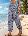 Printed Elastic Waist Pants