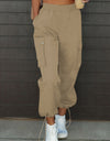 Drawstring Elastic Waist Pants with Pockets