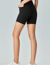 V-Waist Ribbed Sports Biker Shorts with Pockets