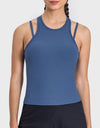 Cutout Round Neck Racerback Active Tank