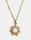 Opal Sun Pendant Stainless Steel Necklace