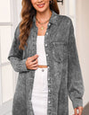 Button Up Dropped Shoulder Denim Top