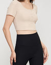 Round Neck Short Sleeve Cropped Sports Top