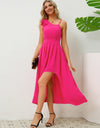 Bow Asymmetrical Neck Sleeveless Dress