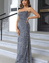 Sequin Backless Split Maxi Dress