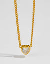 Heart Inlaid Zircon 925 Sterling Silver Necklace