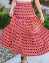 Geometric Elastic Waist Tiered Skirt