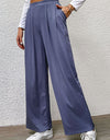 Pleated Detail Wide-Leg Pants with Pockets