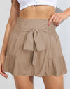 Smocked Tie-Front High-Rise Shorts