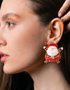 Rhinestone Alloy Santa Earrings