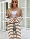 Striped Open Front Longline Cardigan