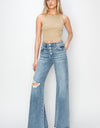 RISEN Mid Rise Button Fly Wide Leg Jeans