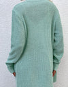 Open Front Rib-Knit Cardigan with Pockets