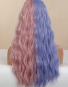 13*1" Full-Machine Wigs Synthetic Long Wave 26" in Blue/Pink Split Dye