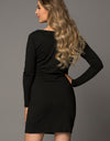 Long Sleeve Plunge Ribbed Bodycon Dress