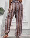 Smocked Printed High Waist Pants