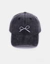 Zenana Bow Embroidered Washed Cotton Caps