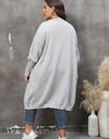 Plus Size Long Sleeve Pocketed Cardigan