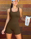 Square Neck Wide Strap Active Romper