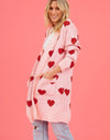 Heart Graphic Open Front Cardigan with Pockets