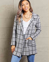 Printed Open Front Lapel Collar Cardigan with Pockets